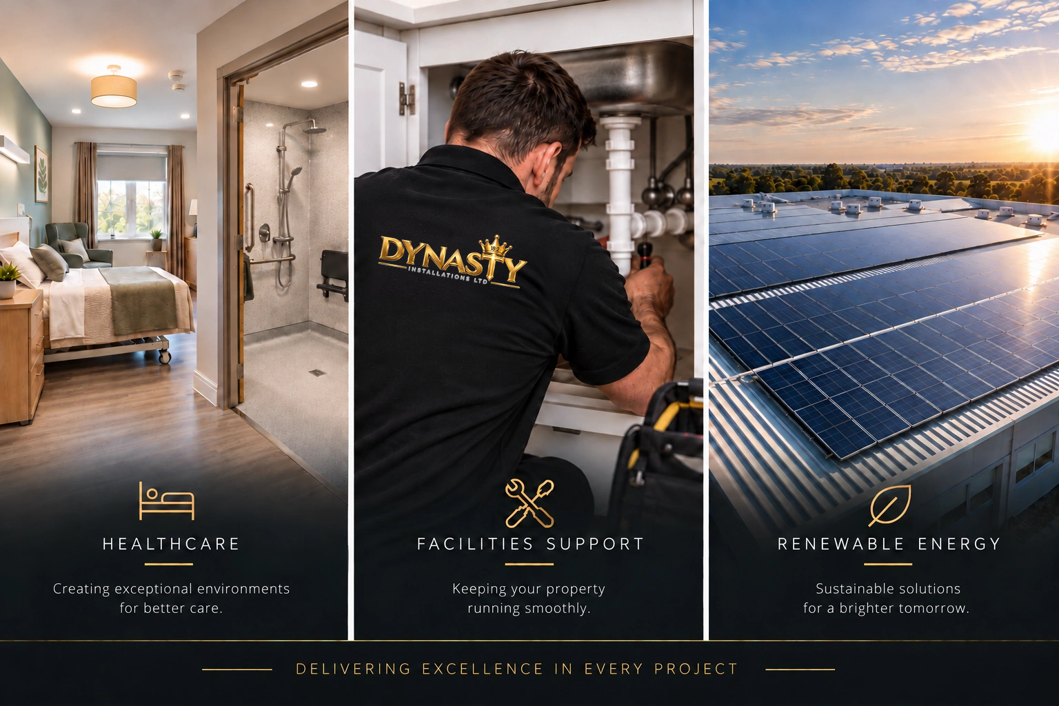 Healthcare: creating exceptional environments for better care. Facilities support: keeping your property running smoothly. Renewable energy: sustainable solutions for a brighter tomorrow. Delivering excellence in every project.