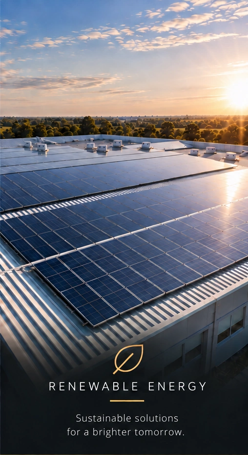 Renewable energy — sustainable solutions for a brighter tomorrow. A large rooftop solar array.